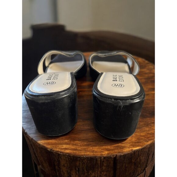 Basic Editions Women's Size 6W Black Sandals Block Heel - Picture 3 of 7